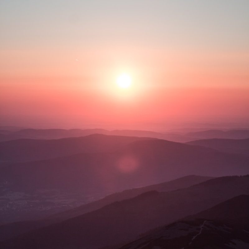 aerial view of mountain during golden hour