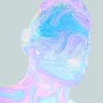 a woman's face is painted in pastel colors